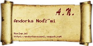 Andorka Noémi névjegykártya